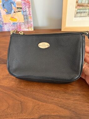 Coach Black Leather Wristlet with Gold Hardware